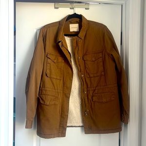 Brown Sherpa lined utility jacket